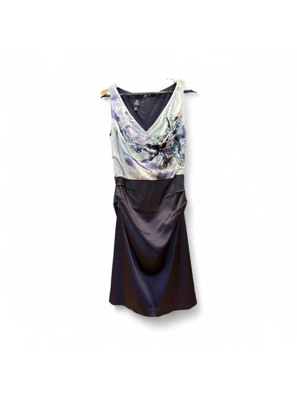 Suzi Chin Silk Vneck Sheath Dress 12 Purple sleeveless feminine party wedding